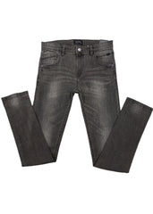 Gray Pink Plain Linen and Washed-Off Jeans Top and Trouser Set