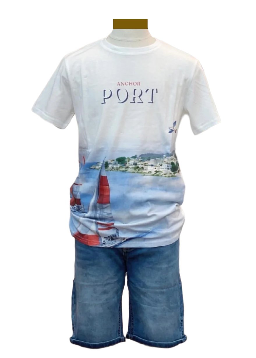 Red Mainsail 'Anchor Port' Top and Short Set