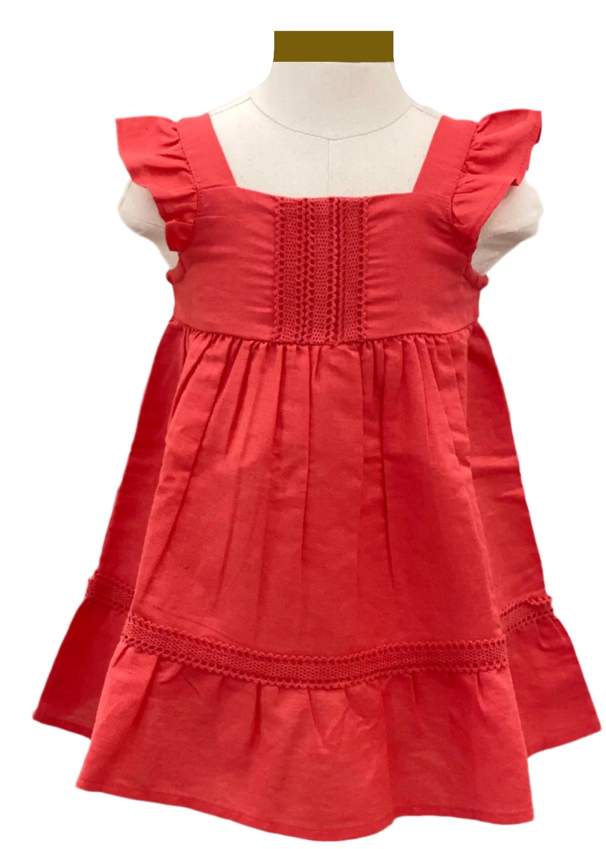 Pleat Crochet Trim Dress