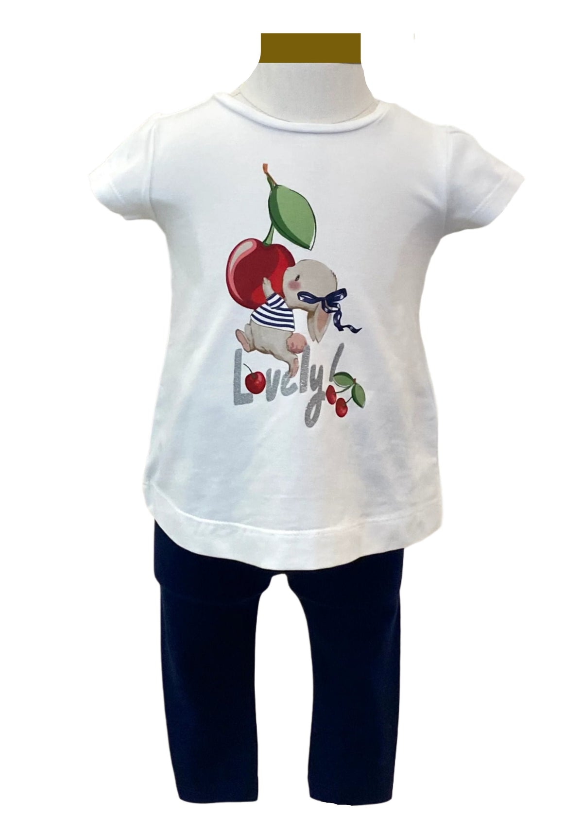 Lovely Bunny Top and Leggings with Cardigan Set
