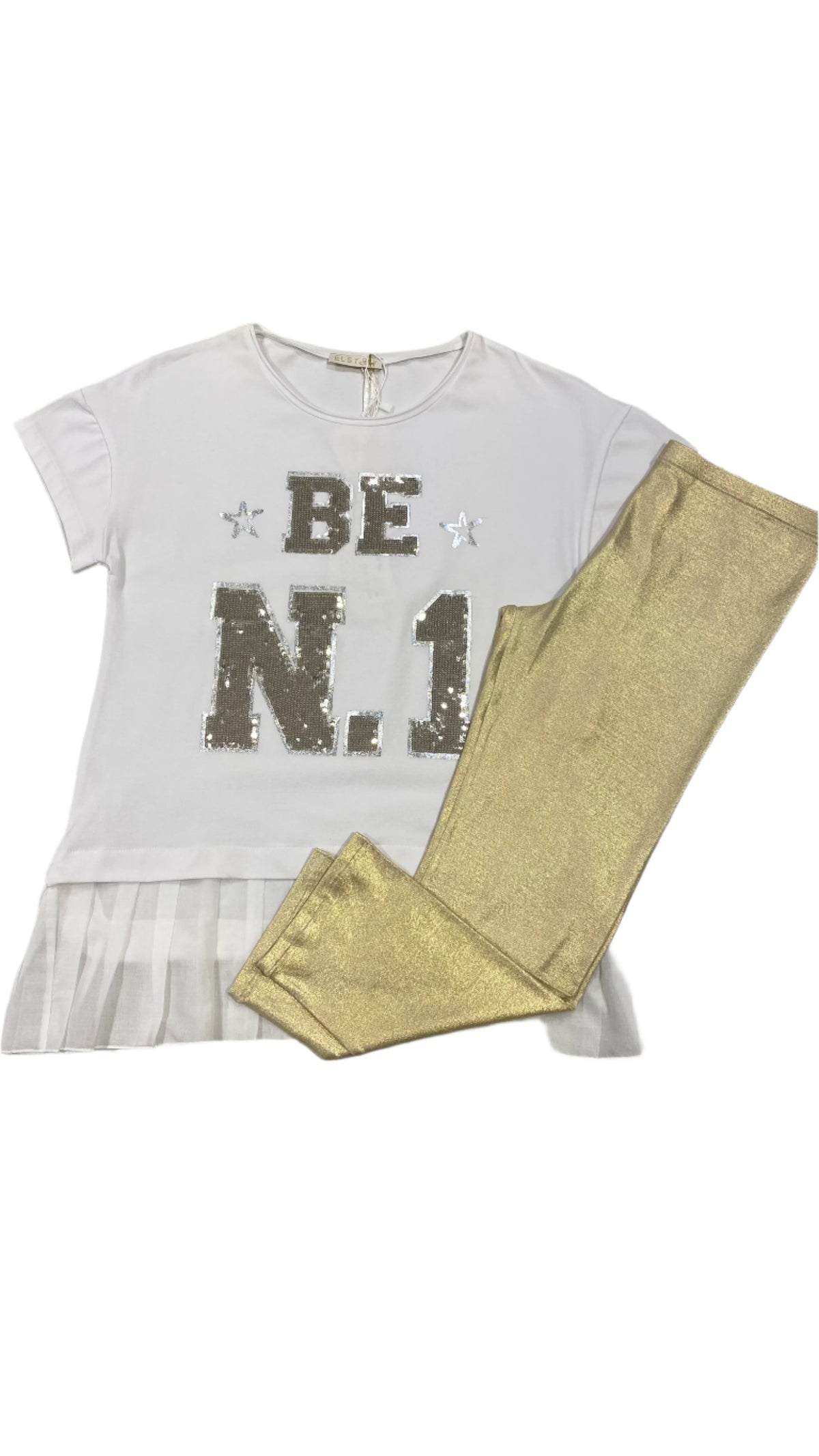 White Gold Silver Maris Corsaro Set Leggings Set