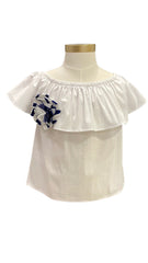 White Navy Blue Ester Sabrina Blouse