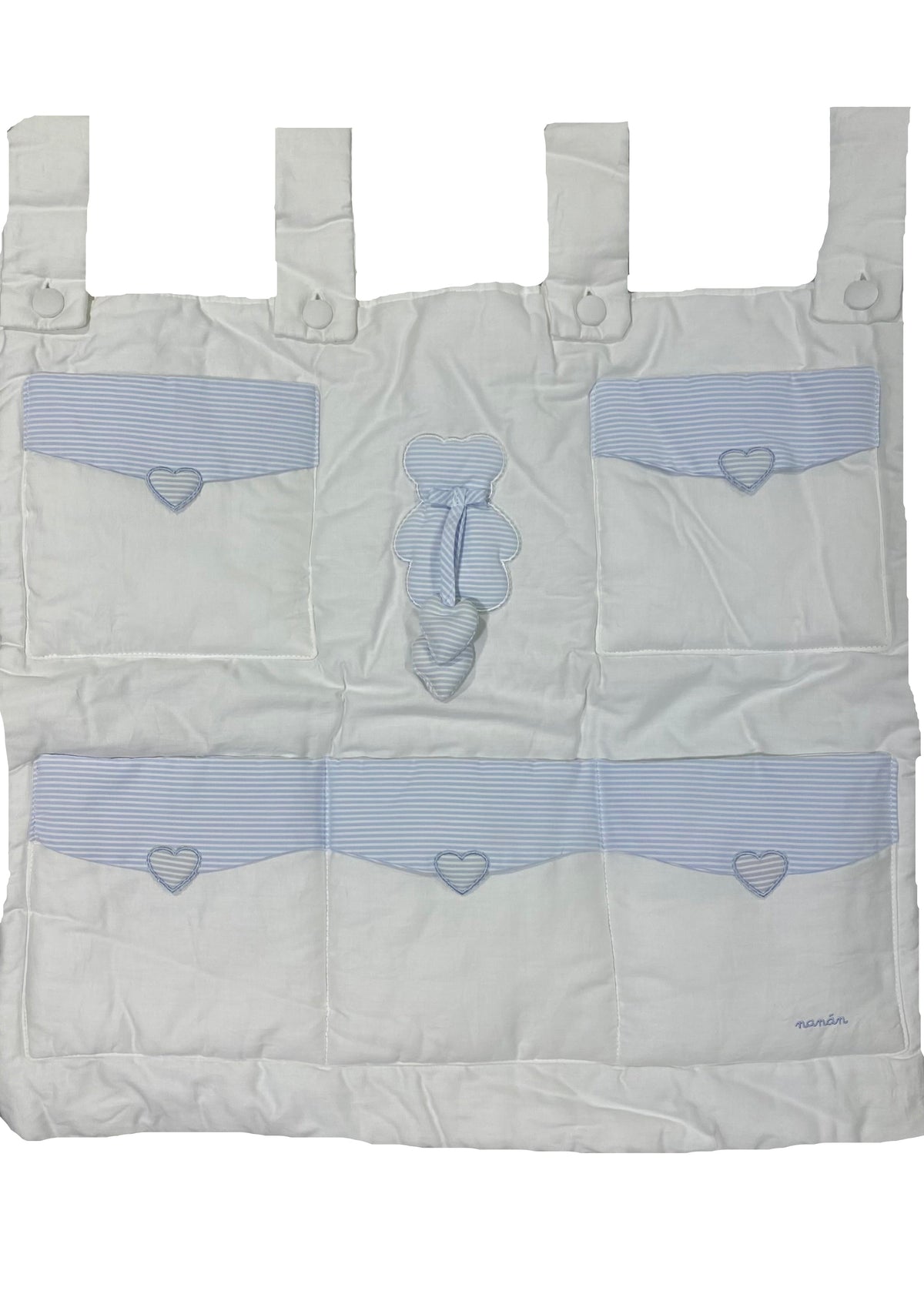 White Blue Stripes Hanging Cloth Storage