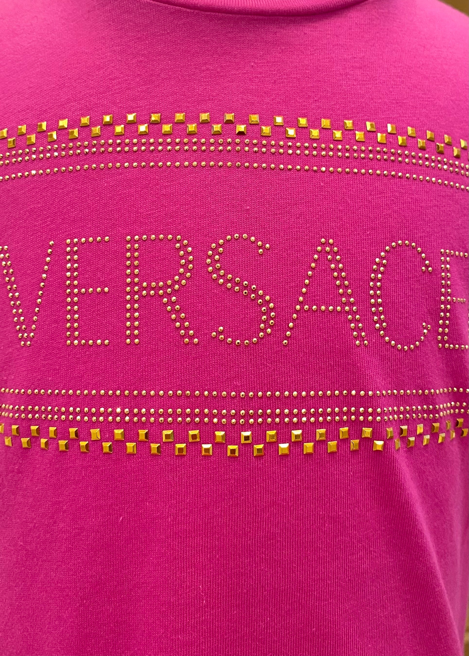 Gold Stud 'VERSACE' Pink Top and Leggings Set