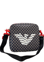 Navy Blue White Logo AOP Crossbody Bag