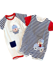 Red, Blue Set of 2 Stripe Pattern Shortie