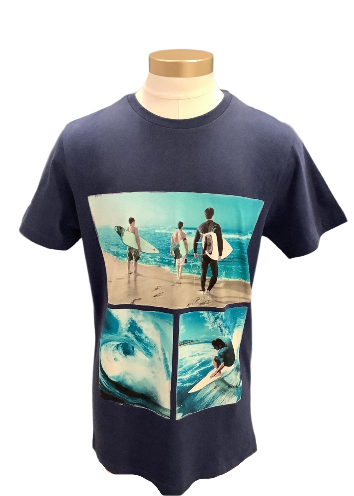 Navy Blue On Wave Surfer Short Sleeve T-Shirt