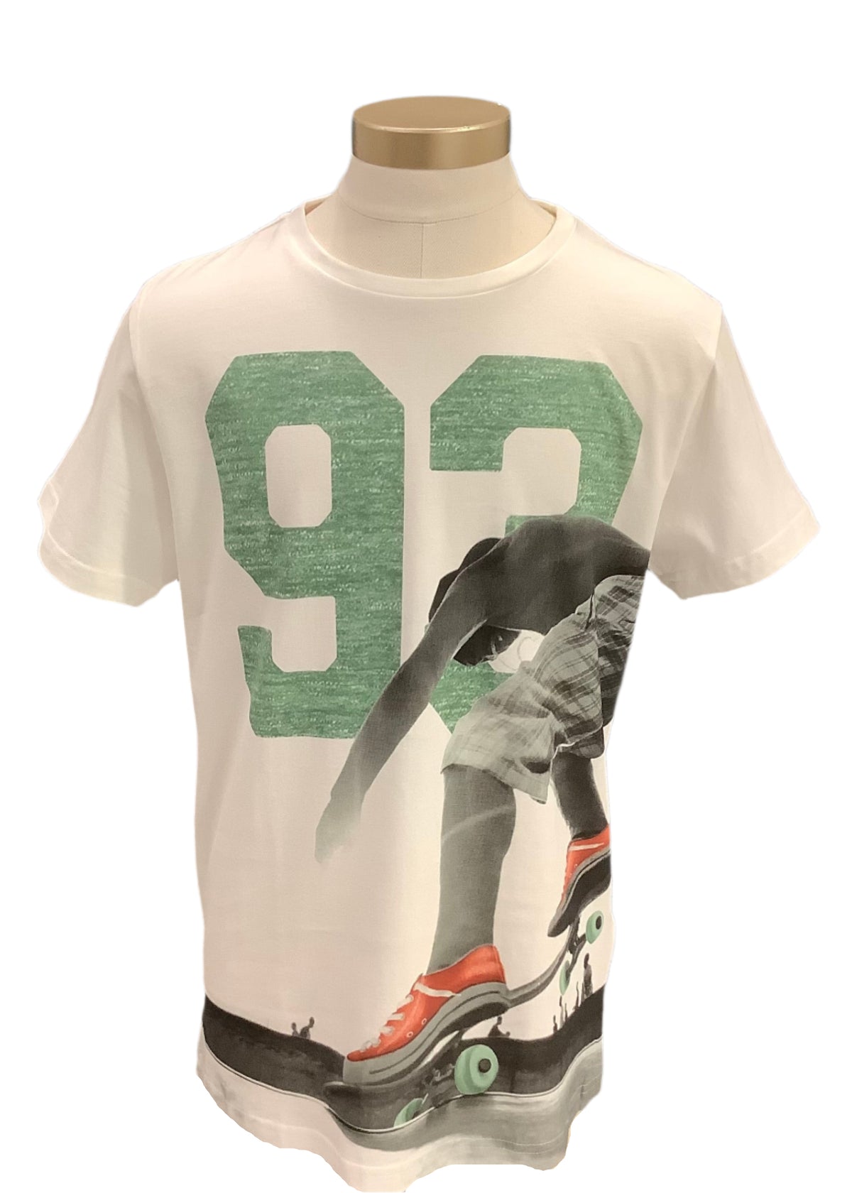 White Skateboarding Print 93 White Short Sleeve T-Shirt
