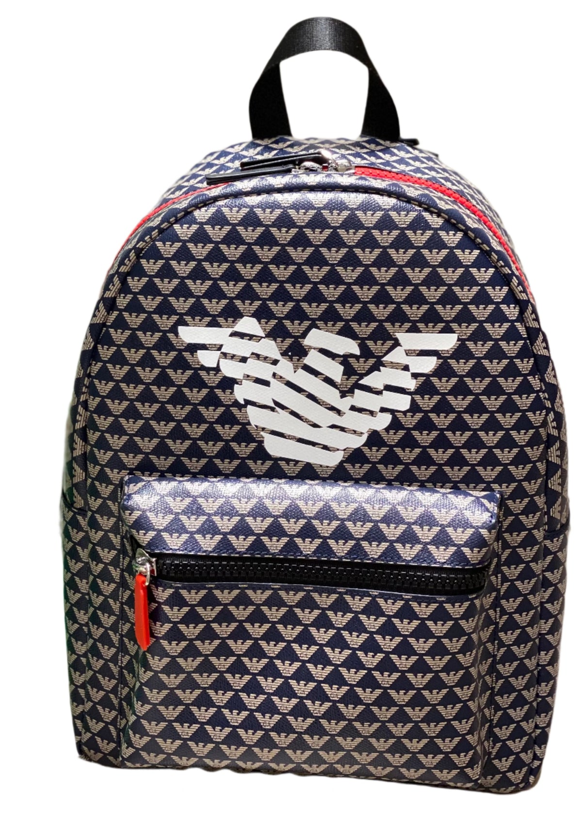 Navy Blue White Logo AOP Backpack