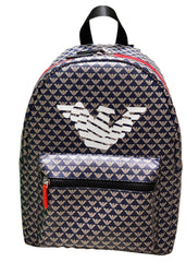 Navy Blue White Logo AOP Backpack