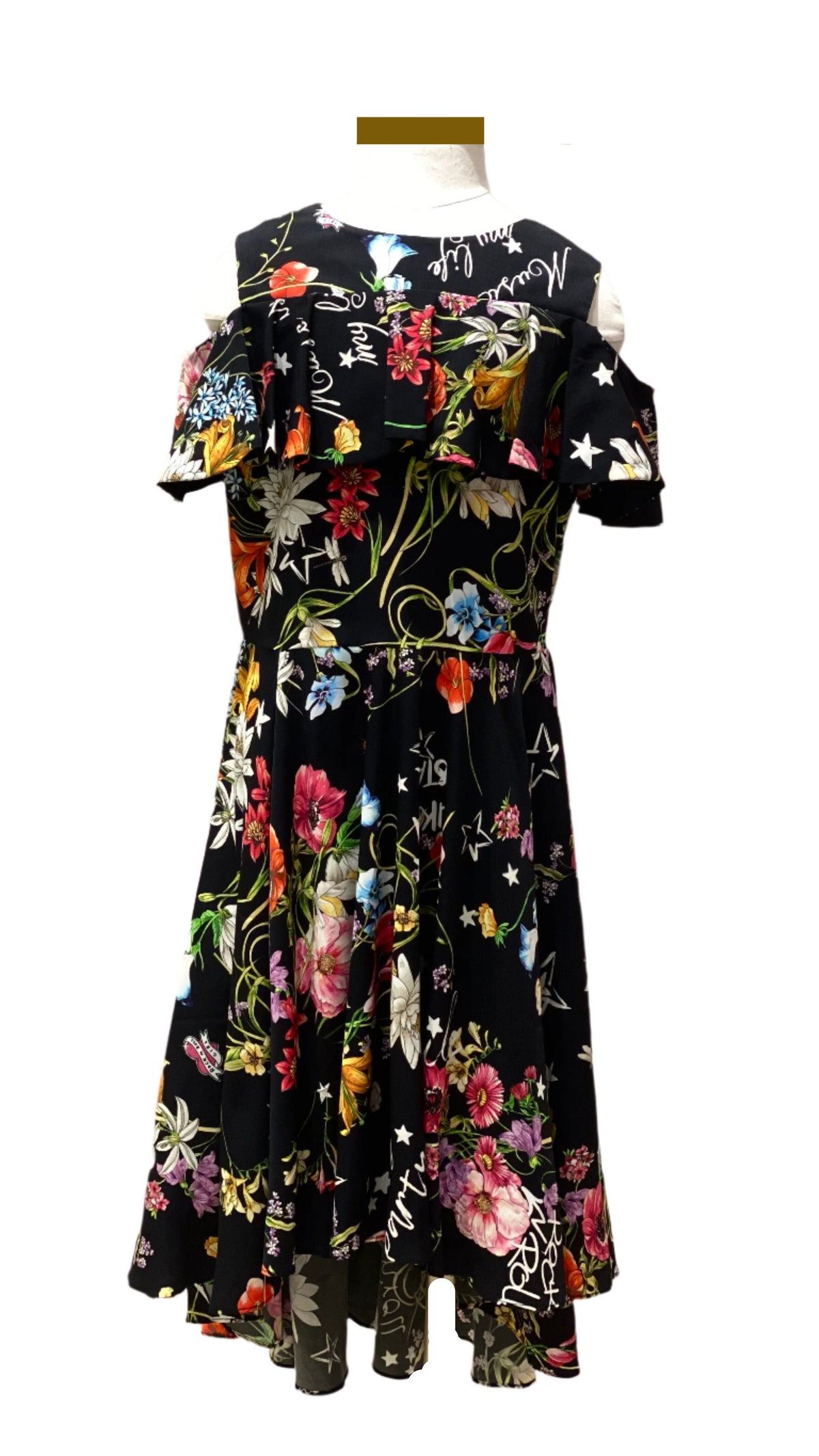 Black Multi Floral Long Back Dress