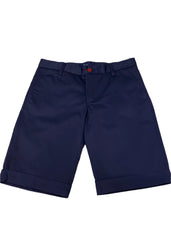 Navy Blue White Blue Line Patchwork Top and Shorts Set