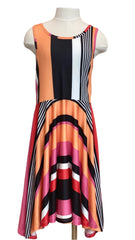 Multi Colored Stripe Dress w/ Skater Skirt