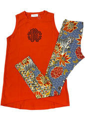 RC Studs Top and Foral Printed Leggings Set