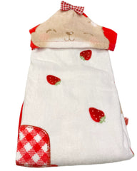 Puppy and Strawberry Print Hooded Towel