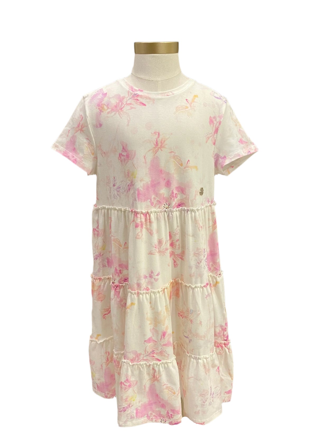 Pink Floral with Ruffles Dress