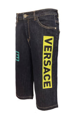 Blue Multi Colored Patch Bermuda Shorts