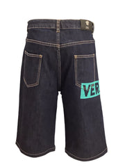 Blue Multi Colored Patch Bermuda Shorts