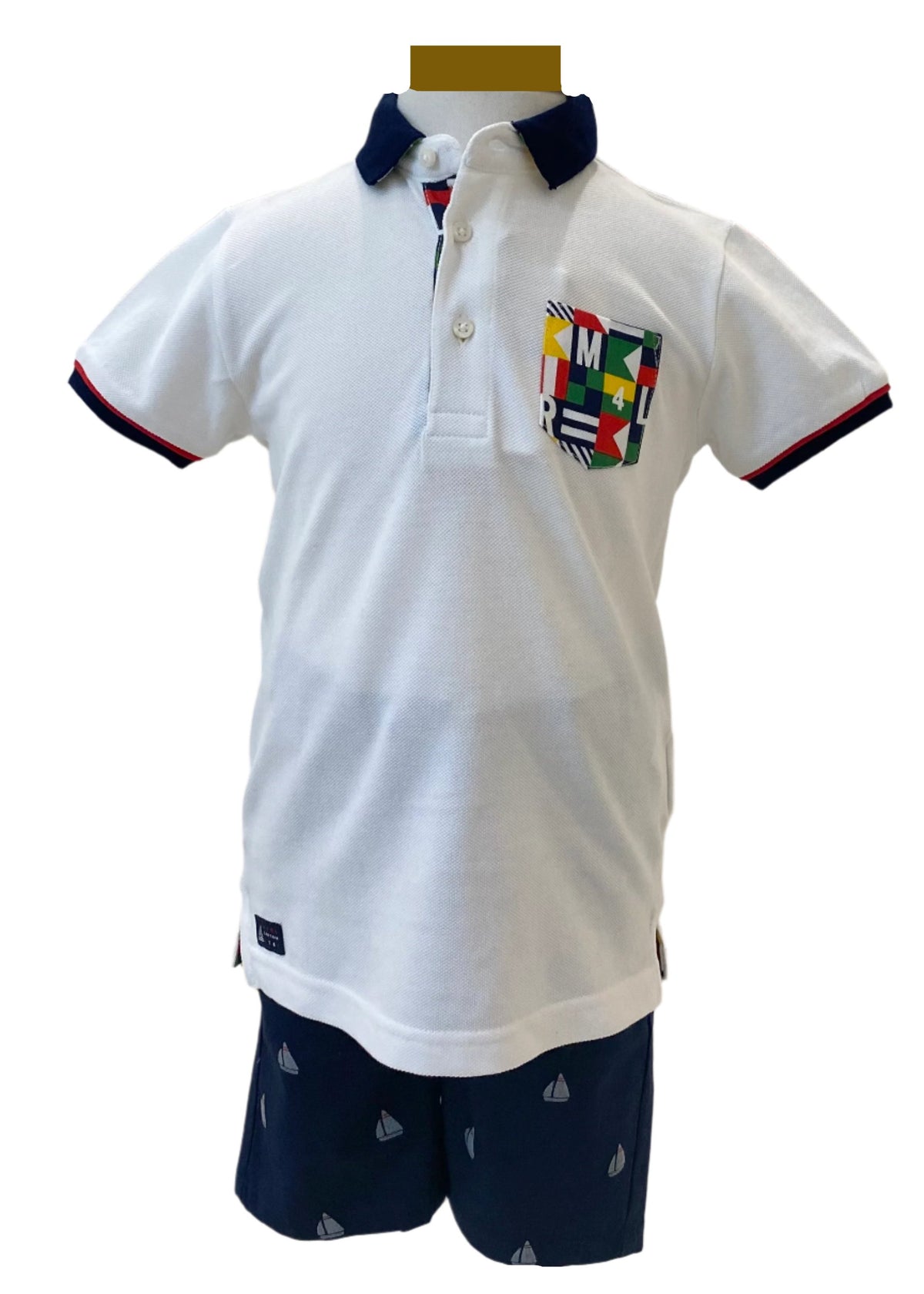 White Shirt with Back Embroidery and Bermuda Set