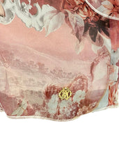 White Pink Gray Roberto Cavalli Floral Dress