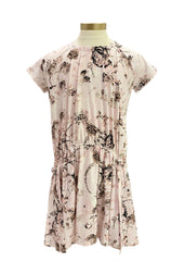 Pink Black Printed Pink Drop Waist Dress