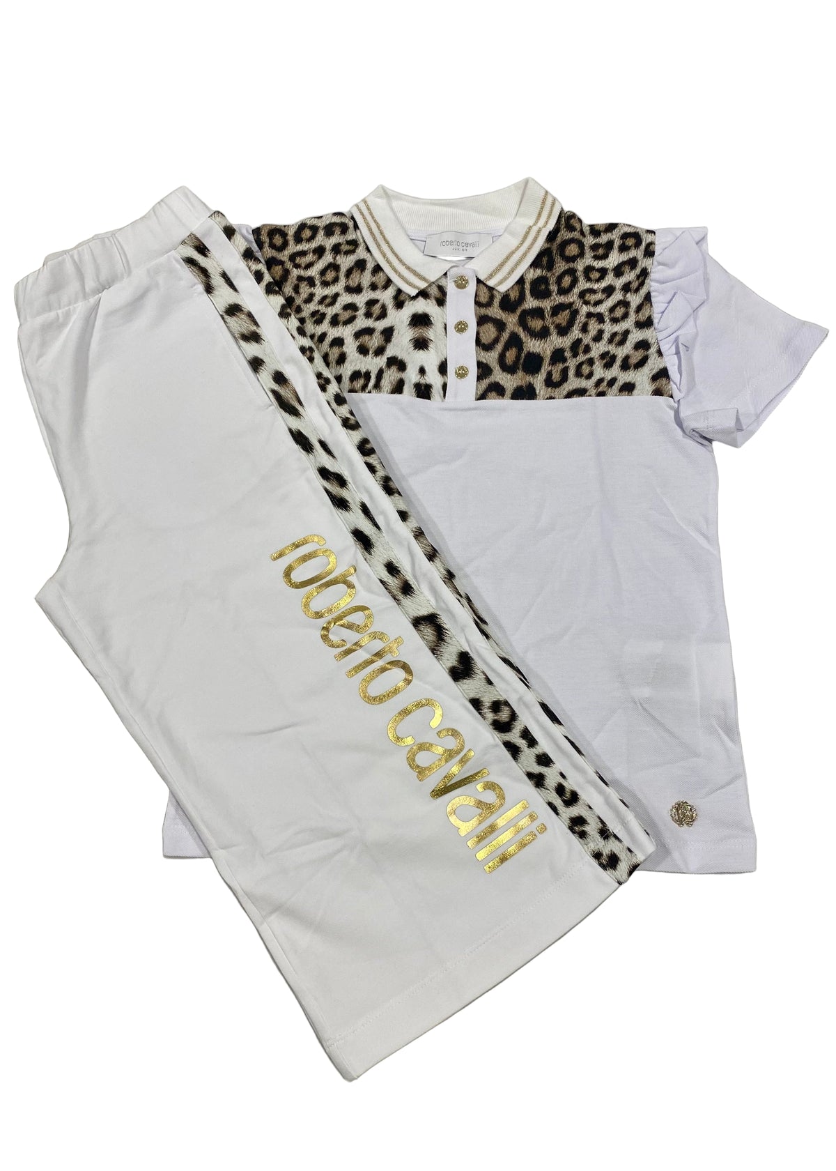 Collared Leopard Design Top and Square Pants