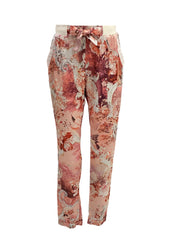 Pink White Orange Floral Trousers