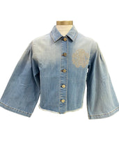 Roberto Cavalli Studs Faded Denim Jacket
