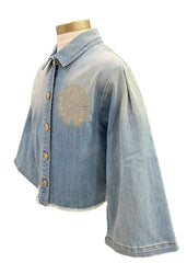 Roberto Cavalli Studs Faded Denim Jacket