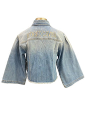 Roberto Cavalli Studs Faded Denim Jacket