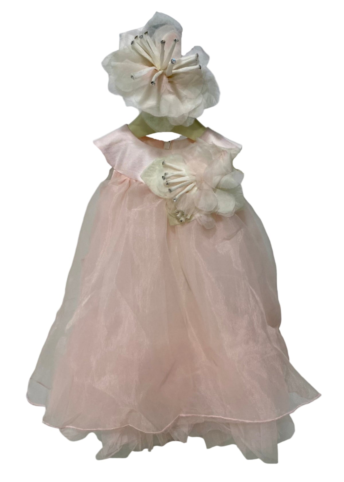 Silk Tulle Pink Flower Dress Set