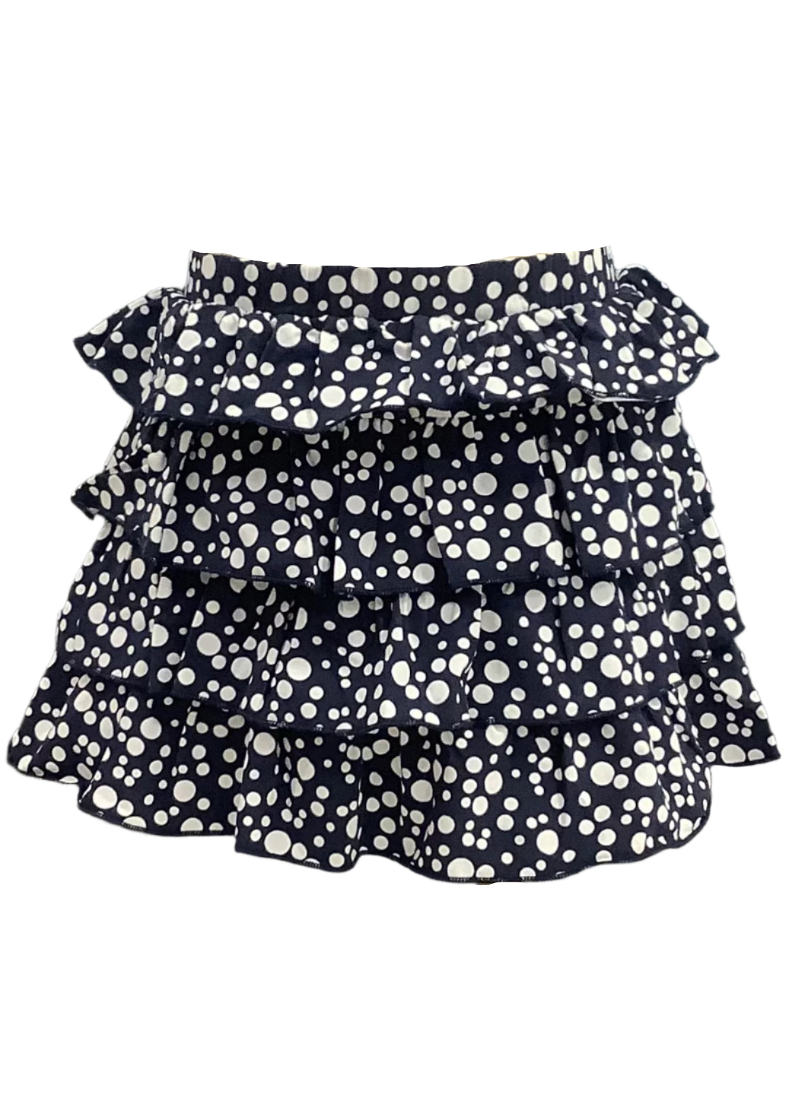 Navy Blue White Polka Ruffled Layers Skirt