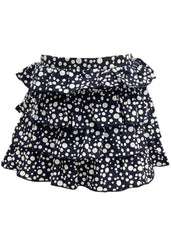 Navy Blue White Polka Ruffled Layers Skirt