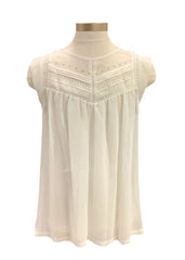 White Georgette Lace Embroidery with Crystal Blouse