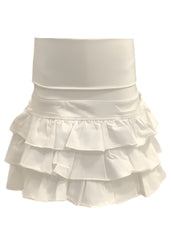 White Jersey Skirt With Ruffled Layers Skirt