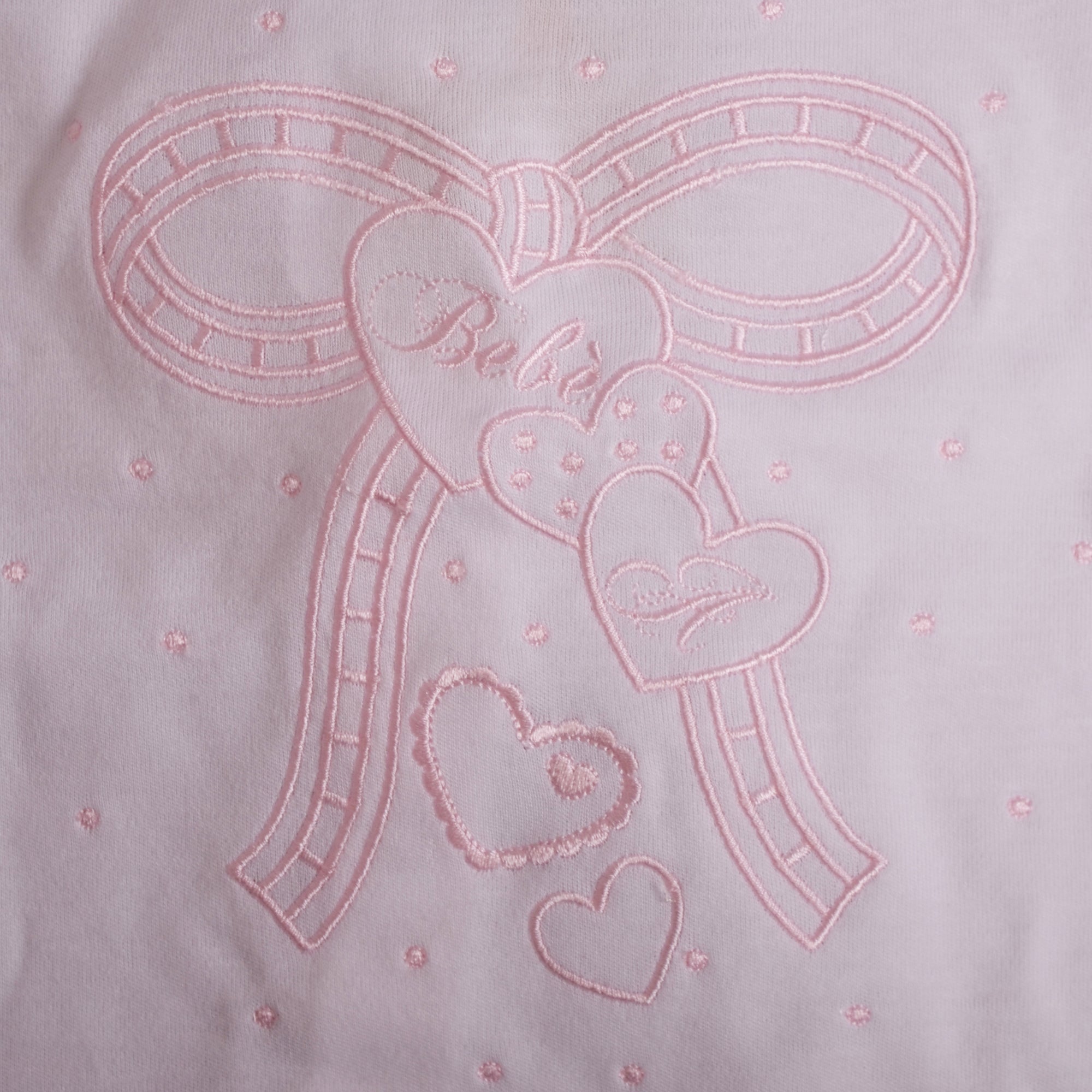 White Pink Big pink bow with floating hearts Babygrow 2