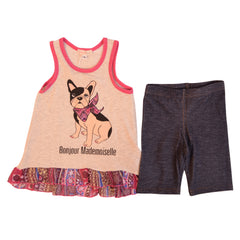Ivory Multi Bonjour Mademoiselle(Hello Miss) Leggings Set 1