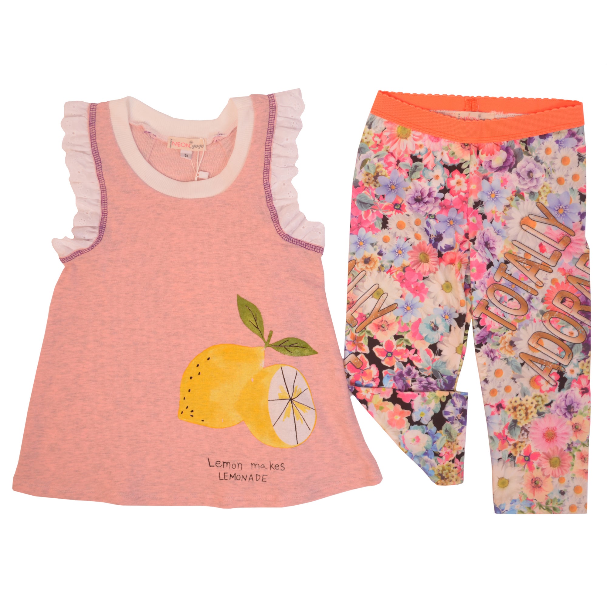 Multi Flowers and Lemons Leggings Set 1