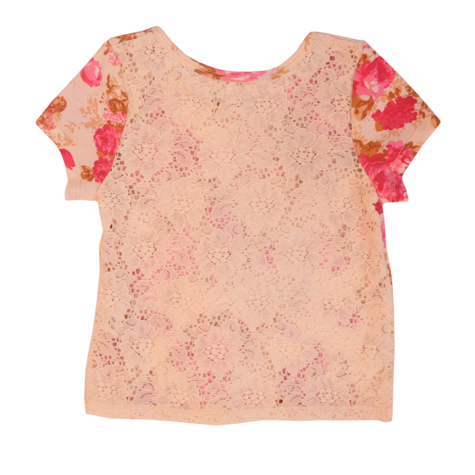 Ivory Pink Hearts and Flowers Short Sleeve T-Shirt 3