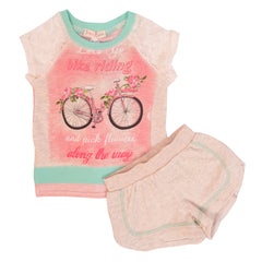 Multi Bikes and Flowers Top and Shorts Set 1