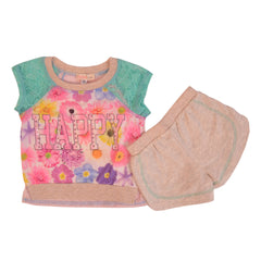 Multi Happy Flowers Top and Shorts Set 1