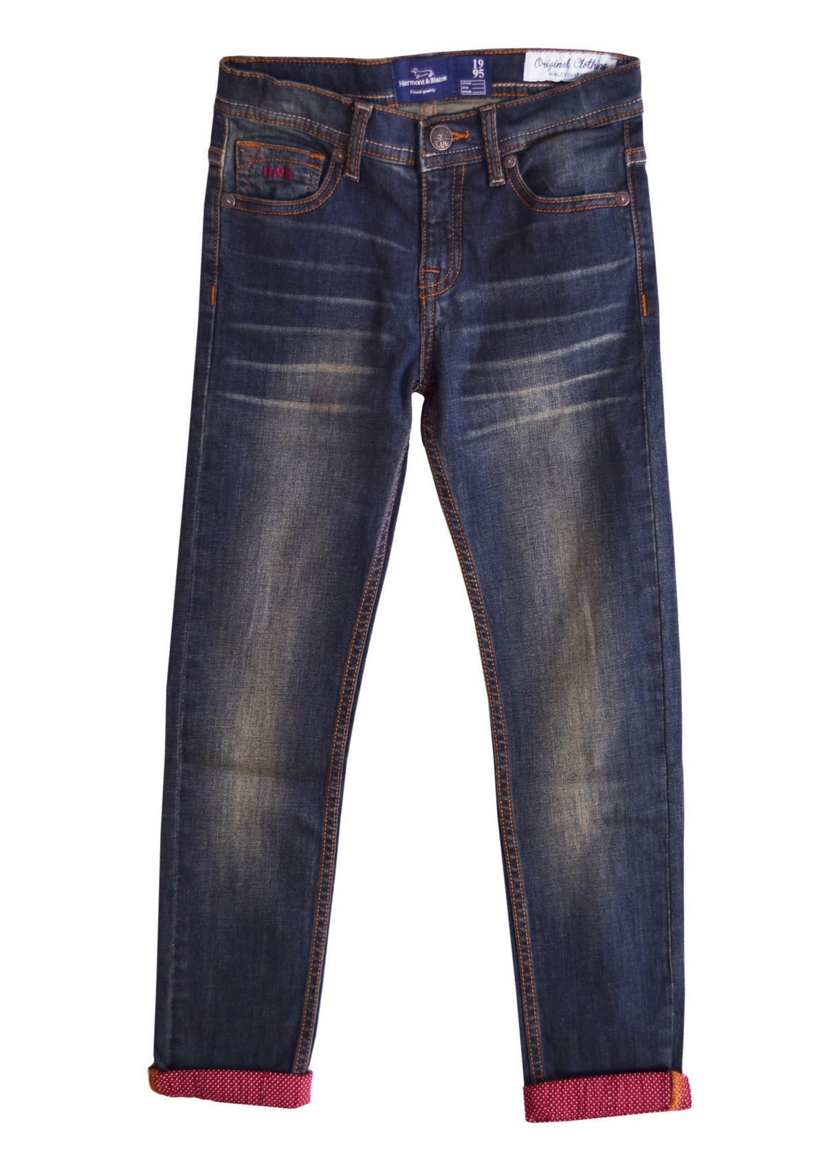 Blue Slim Fit Fold-up with Polka Jeans 1