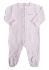 White White Velour with Lace Romper Babygrow 1