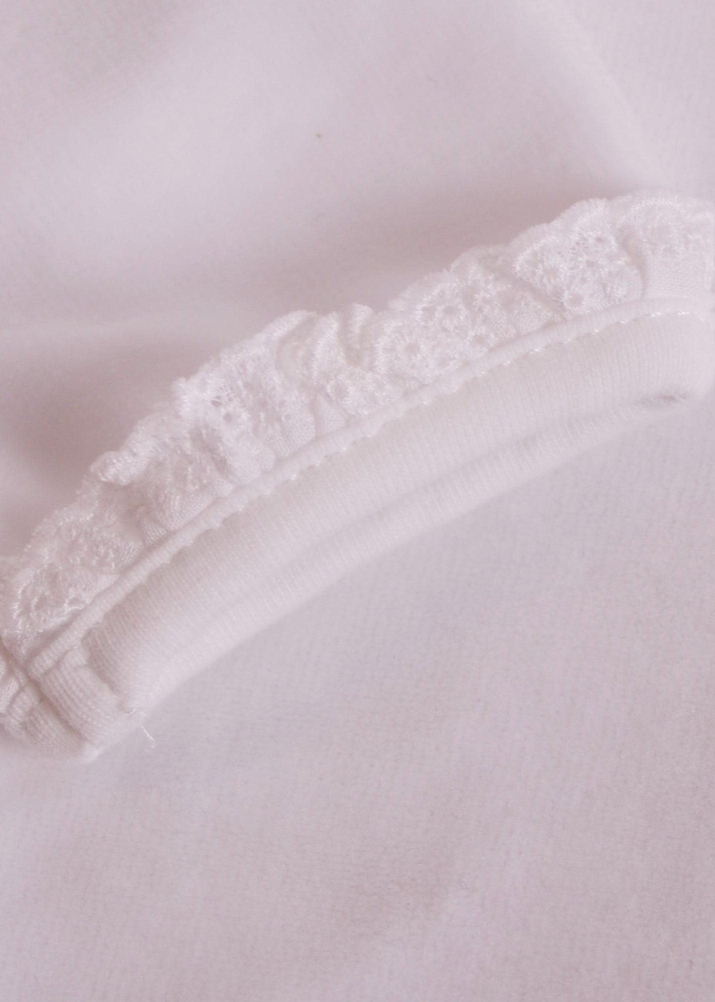 White White Velour with Lace Romper Babygrow 2