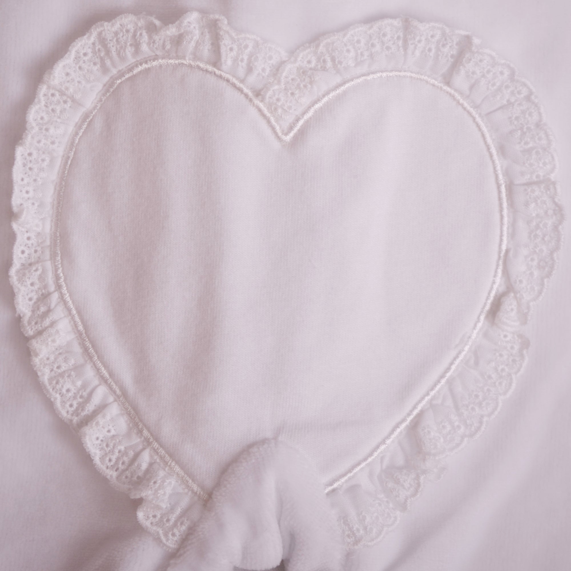 White White Velour with Lace Romper Babygrow 3