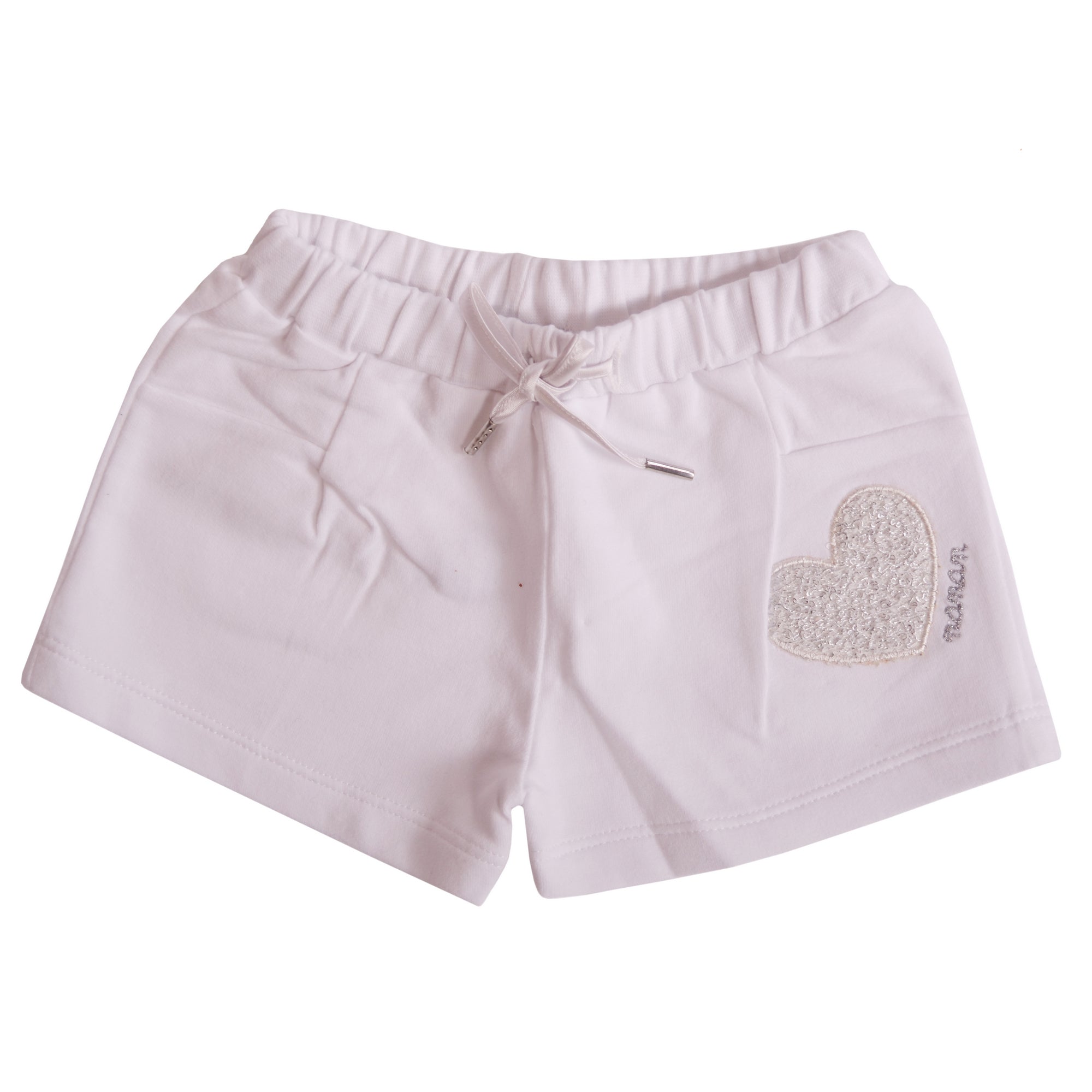 White Silver Soft White Shorts with Silver Heart Shorts 1