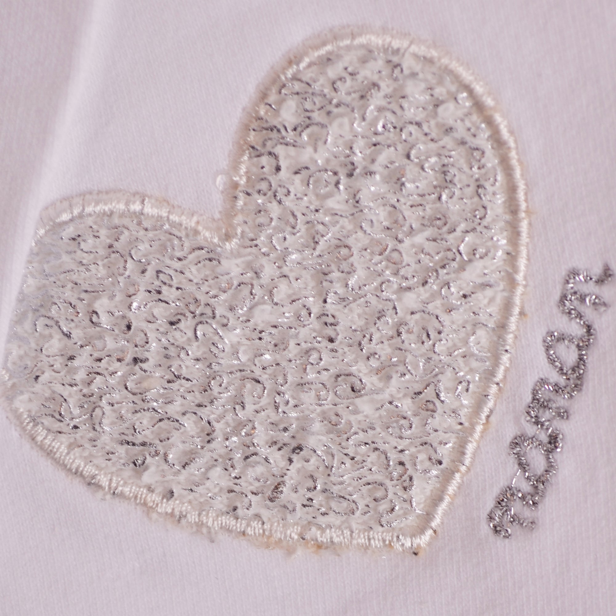 White Silver Soft White Shorts with Silver Heart Shorts 2