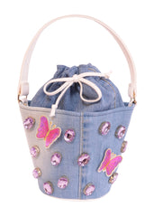 Blue Pink White Stylish Denim Handbag 1