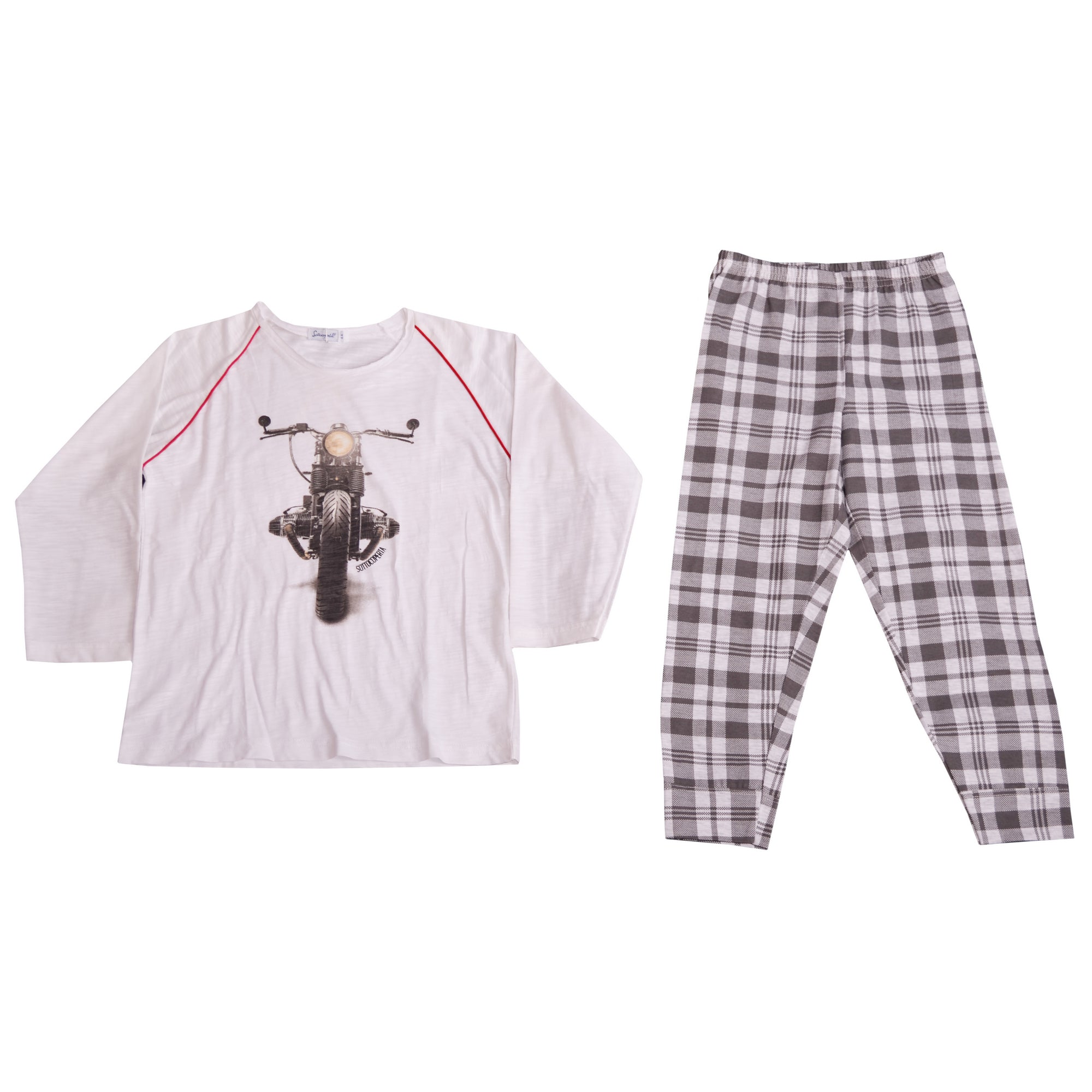 White Gray Red Big Bike Pyjamas 1