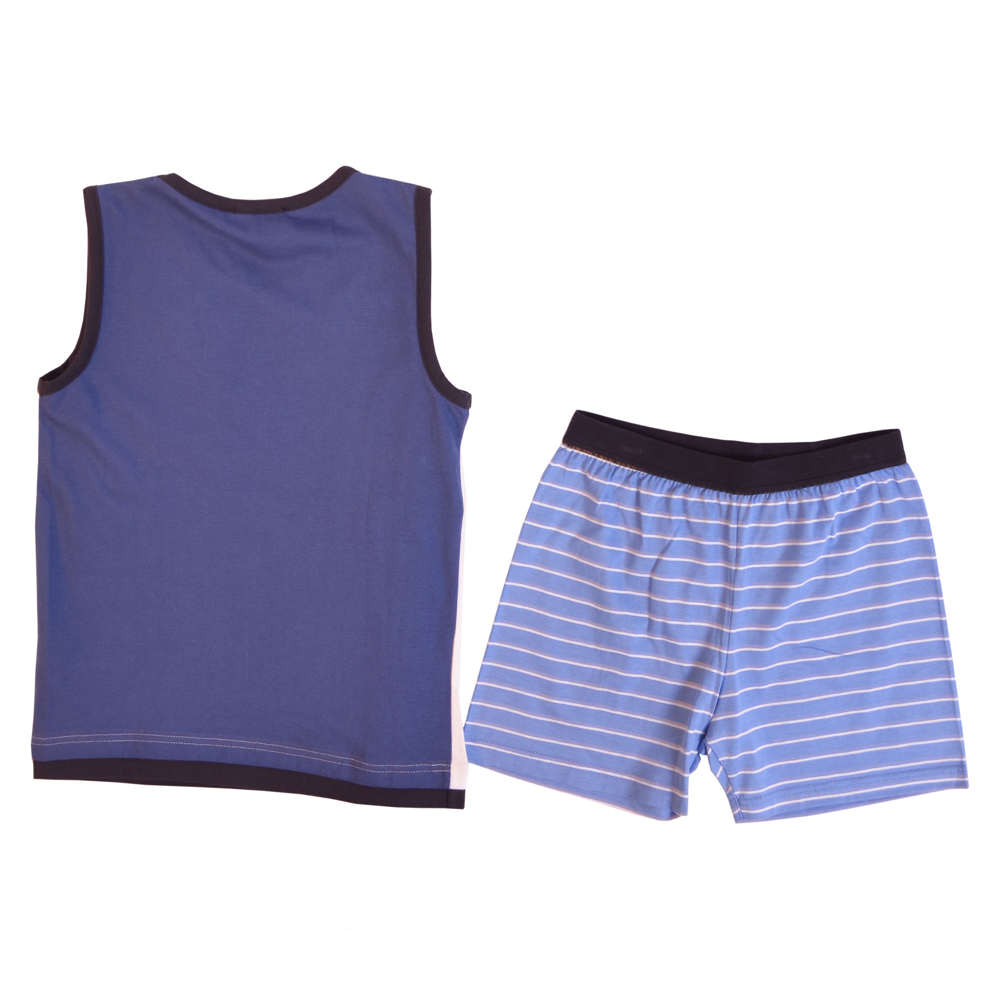 White Blue Grid Print Sleeveless Pyjama Pyjamas 4
